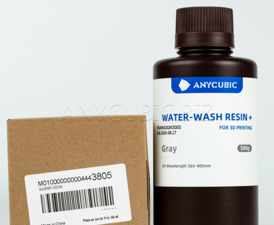 Фото 3 - Сіра Фотополімерна Смола що змивається водою | Anycubic Water-Wash Resin+ Gray 0,5 кг